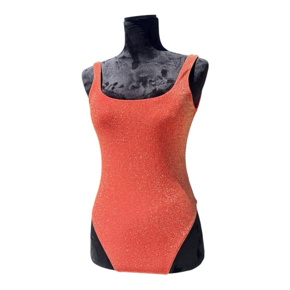 ❤️🔥”Showgirl” Era Orange/Red Sparkle One-Piece Swim/Bodysuit Size M Aerie❤️🔥 - Picture 4 of 14